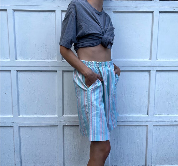 Pastel Striped Cloth Shorts - image 2