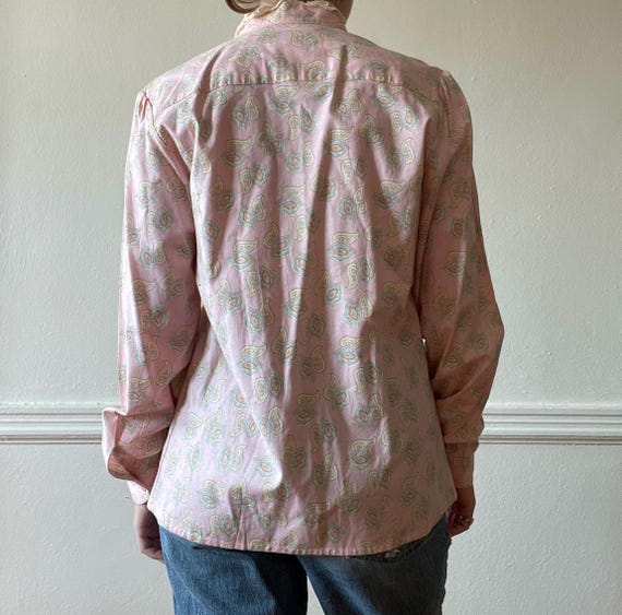 Vintage Patterned Button Down with Lace Collar - image 7