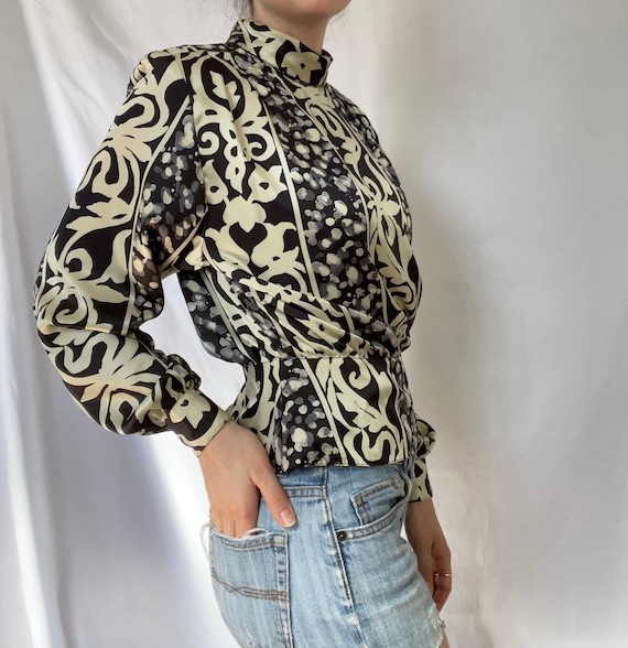 Gorgeous 1980s Patterned Blouse