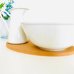 Set of two oval cork trivets, pot holders, heat mats, natural cork pot stands, serving mats, table protectors, table trivets