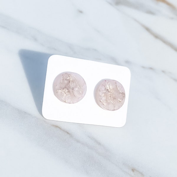 CLAY EARRINGS~ Champagne & Gold Marble Studs