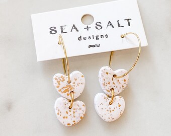valentine\u2019s day earrings Polymer Clay Heart statement earrings heart shaped earring red heart earrings dangle heart earring