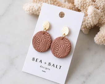 CLAY EARRINGS, Terracotta Circle Dangle, Statement Jewelry, Handmade, Hypoallergenic, Lightweight