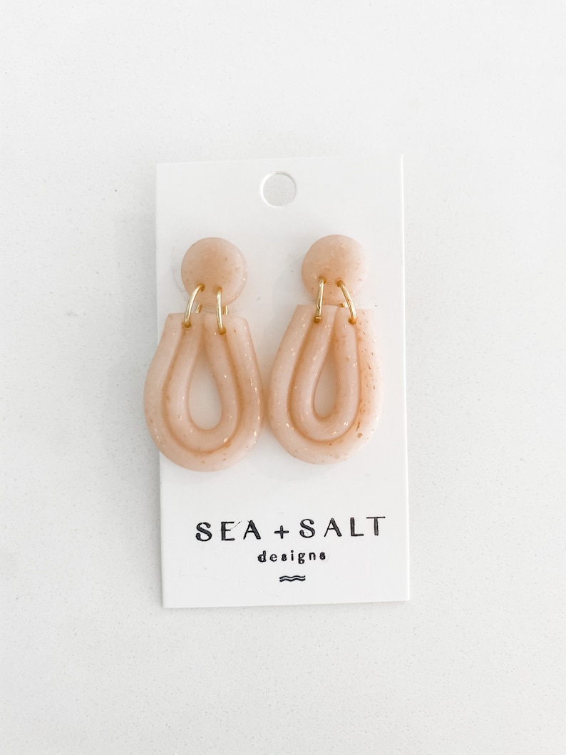 CLAY EARRINGS~ Champagne /& Gold Double Loops ~ Hypoallergenic ~ Nickel Free