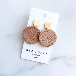 CLAY EARRINGS~ Terracotta and Gold Circle Dangle ~ Hypoallergenic ~ Nickel Free ~ Lightweight