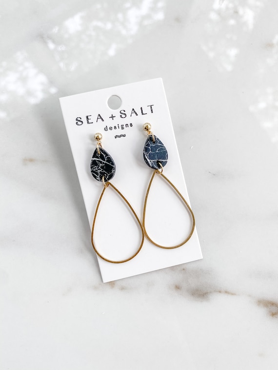 Marble Earrings Clay Made Earrings Shell Earrings With Natural