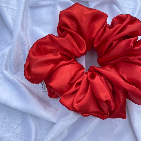 Extra Large Scrunchie - Vibrant Red Satin,  Multicolour Extra Large Scrunchie, Oversized Womens Hair accessories XL