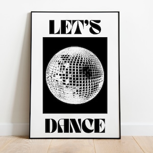 Disco Poster - Tanzende Musik - Let&#39;s Go Dancing Print - Küchen Disco Print - Tanzmusik - Zitat Print - Retro Dekor