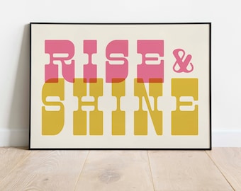 Rise & Shine - Wall Art Prints - Colourful Home Decor - Kitchen Wall Art - Retro Art Prints - Sunshine Artwork - Vintage Style Art - 70&#39;s