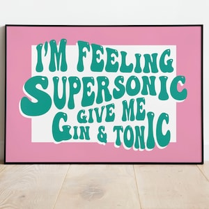90er Jahre Musik Poster - Supersonic - Gin & Tonic Songtexte - Musik Wand Kunst Drucke - Rock Band Poster - Retro Druck - Buntes Wohndekor