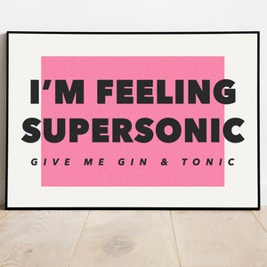 Póster de banda - Impresión de arte mural supersónico - Impresión de letras de gin-tonic - Impresión musical - Póster de banda de indie rock - Impresión retro - Arte inspirado en Oasis