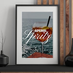 Aperol Spritz Wandkunst – Italienischer Cocktail zum Ausdrucken – Euro Sommer Küchen Dekor – Orange Drink Bar Druck – Digitaler Download