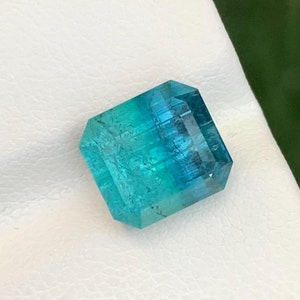 5.35 Carat Bicolor Tourmaline: Emerald Cut Afghanistan Gemstone