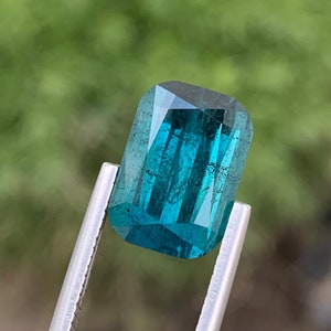 7.90 Carat Blue Tourmaline: Faceted Cushion Cut Indicolite Gemstone