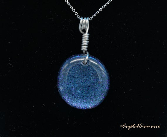 Blue Ivy Glitter Glass Stone Necklace Etsy Canada