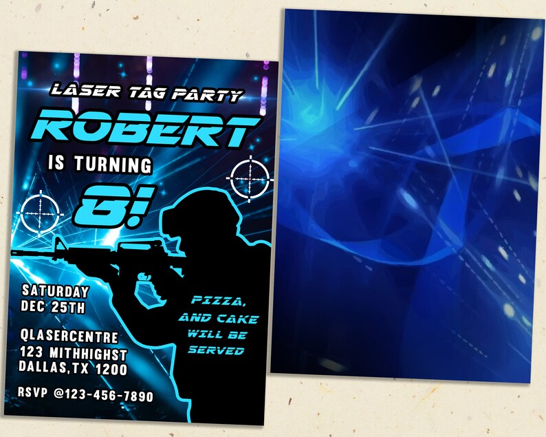 Laser Tag Birthday Party Invitation Laser Tag Invites Etsy