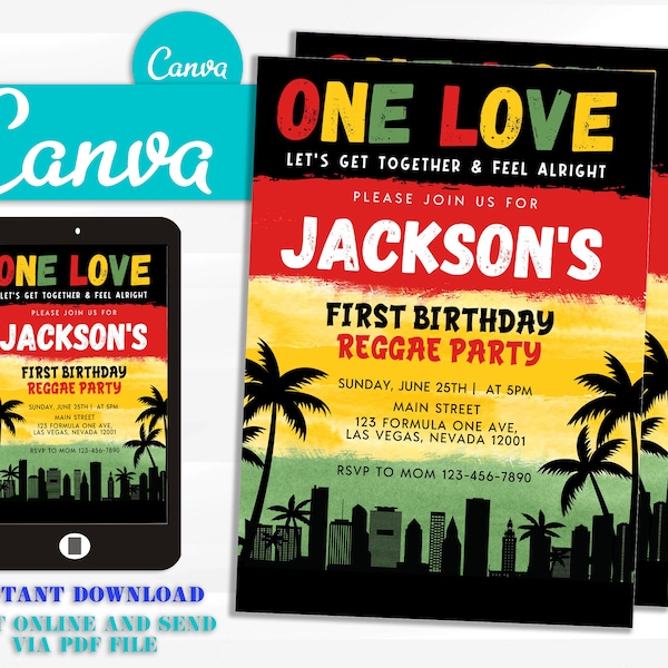 Jamaican Theme Invitations Etsy