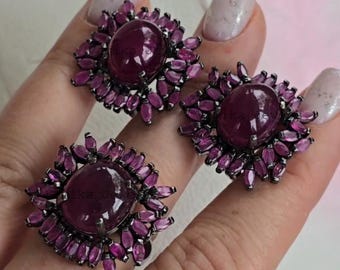 Set di orecchini ad anello con rubino naturale – Gioielli in argento sterling 925