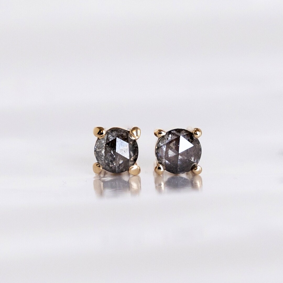 Salt and Pepper Diamond Stud Earrings, Salt and Pepper Diamond Earrings
