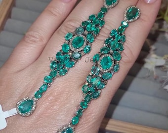 Smaragd Diamant Örhängen i Sterlingsilver, Jubileumssmycken