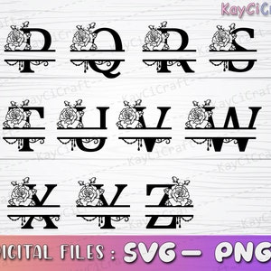 Rose Split Monogram Alphabet SVG | Split Monogram Frame Alphabet ...