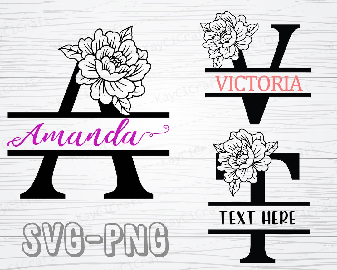 Floral Split Monogram Alphabet SVG | Split Monogram Frame Alphabet ...