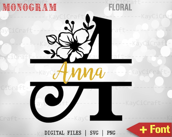 Floral Split Monogram Alphabet SVG | Split Monogram Frame Alphabet|Monogram Letter SVG|Last Name Monogram|Svg / Png /Custom Cut file /Cricut