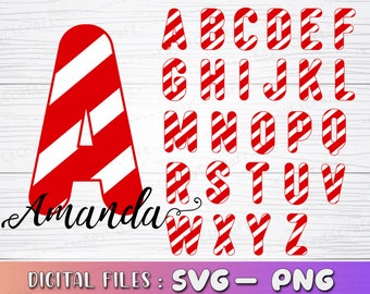 Christmas Candy Cane Alphabet SVG | Christmas Candy Cane Font | Christmas SVG |  Candy Cane svg  |Svg / Png /Custom Cut file /Cricut