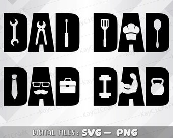 Papa SVG | Papa - Tools bundel SVG | Vaderdag Svg | Gym papa SVG | Chef-kok papa SVG | Kantoor papa Svg | Papa geschenken | Svg/Png/bestand knippen/Cricut