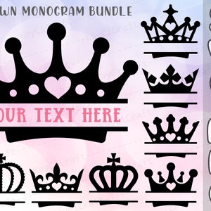 30+ Crown Monogram Bundel SVG/Prinses Crown Svg/Queen Crown Svg/King Crown Svg/Royal Crown Svg | Svg/Png/bestand knippen/Cricut