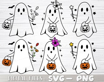 Ghost Bundle Svg / Floral Ghost Svg / Boo Svg / Halloween Shirt svg/ Cute Ghost svg/ Ghost Svg/ Halloween svg / Svg / Png / Cut file /Cricut