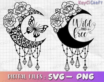 Mandala Rose Butterfly Dreamcatcher SVG Bundle | Dreamcatcher Svg | Butterfly SVG | Wild and Free Svg |Svg / Png /Custom Cut file /Cricut