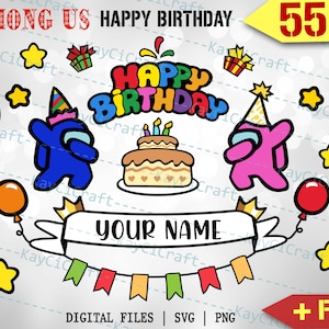 Download Personalized Among Us Happy Birthday Design Custom Gift Etsy