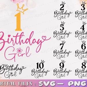 Birthday Girl Svg / Birthday Girl Numbers Svg / Birthday Princess Svg / Birthday Girl Crown Svg / Svg / Png / Cut file /Cricut