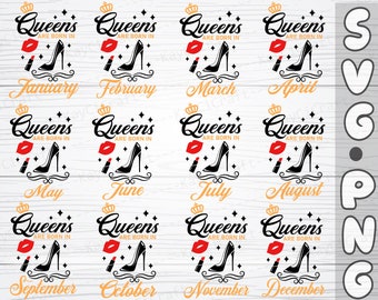 Les reines sont nées Bundle SVG / anniversaire Queen Svg / anniversaire femme Svg / anniversaire fille Svg / anniversaire coupe fichier / Svg / Png / fichier coupe / Cricut