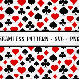 Motif de poker sans couture SVG | Motif coeur sans couture SVG | Poker Svg Coeur Svg | Fichier de découpe réutilisable / Svg / Png / personnalisé / Cricut