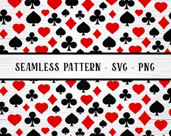 Seamless POKER pattern SVG | Seamless Heart Pattern SVG | Poker Svg l Heart Svg | Reusable / Svg / Png / Custom Cut file / Cricut