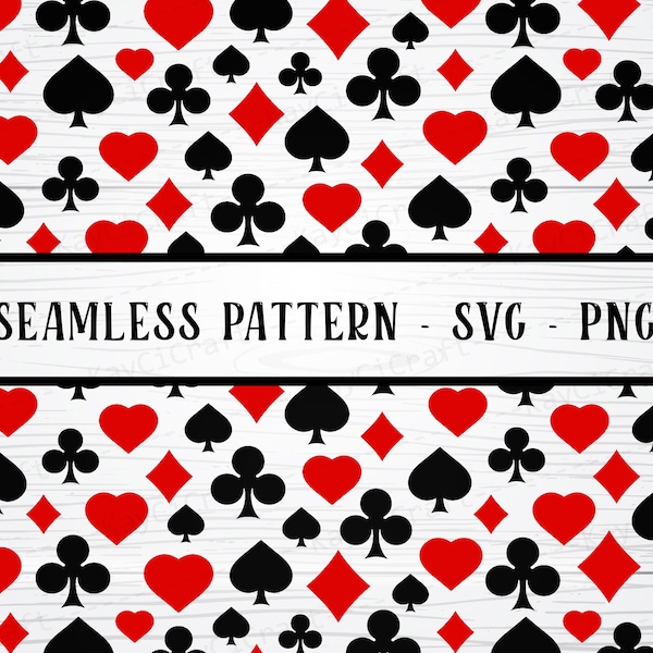 Seamless POKER pattern SVG | Seamless Heart Pattern SVG | Poker Svg l Heart Svg | Reusable / Svg / Png / Custom Cut file / Cricut