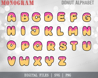Donut Split Monogram Alphabet SVG | Split Monogram Frame Alphabet | Donut Font  SVG|Last Name Monogram|Svg / Png /Custom Cut file /Cricut