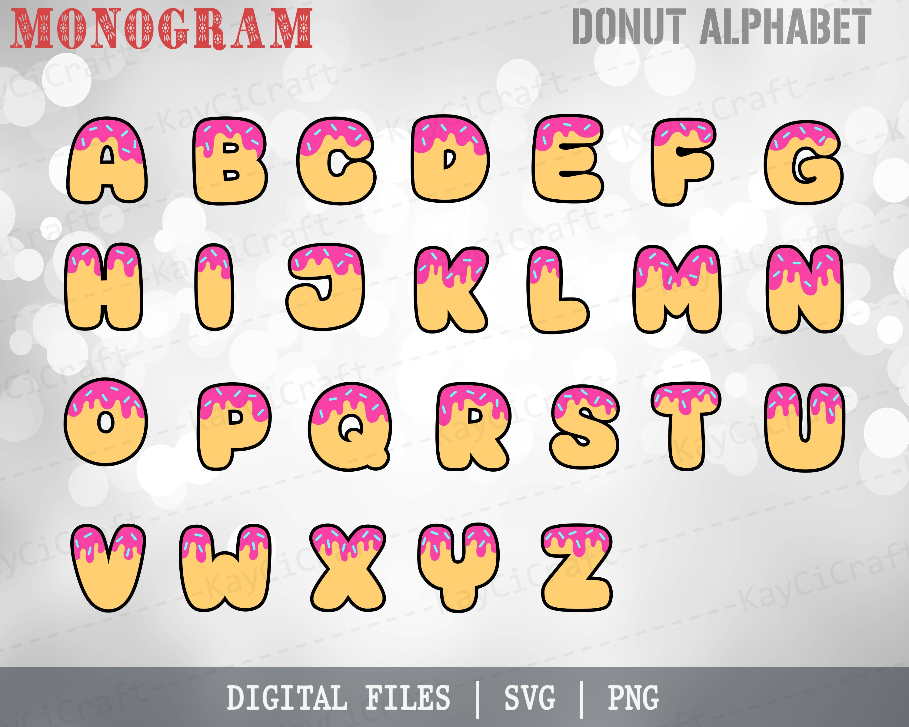 Donut Split Monogram Alphabet SVG Split Monogram Frame - Etsy