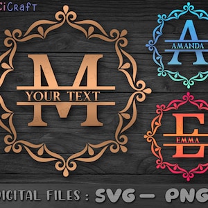 Mandala Split Monogram Alphabet SVG / Mandala Wreath Alphabet / Monogram Letter SVG / Cognome Monogram/Svg / Png /File di taglio personalizzato /Cricut