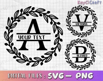 Split Monogram Alphabet SVG | Wreath Alphabet Svg | Monogram Letter SVG| Last Name Monogram Svg |Svg / Png /Custom Cut file /Cricut