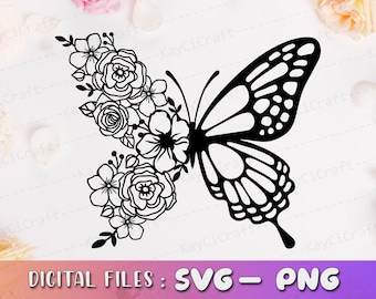 Butterfly and Flower SVG | Butterfly svg |Flower SVG| Mini Tattoo Svg |Svg / Png /Custom Cut file /Cricut