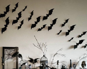 Set of 28pcs Black PVC 3D Scary Bats Wall Sticker, Halloween Eve Home Window Wall Décor #HomeDC142PTH