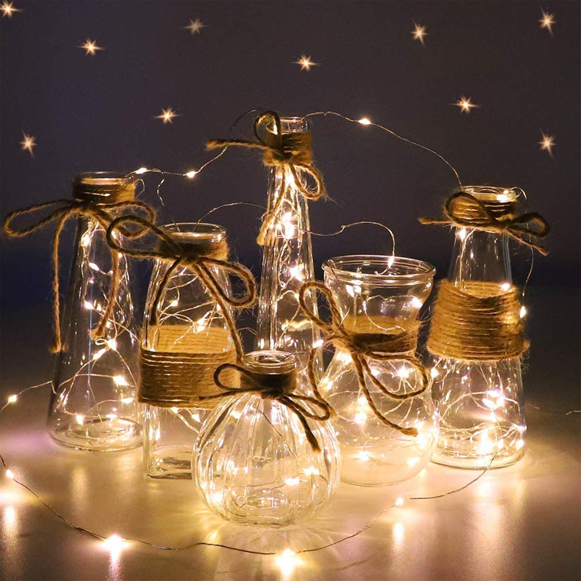 Set of 6 Glass Vases Clear Glass Flower Round Vase with Rope Etsy