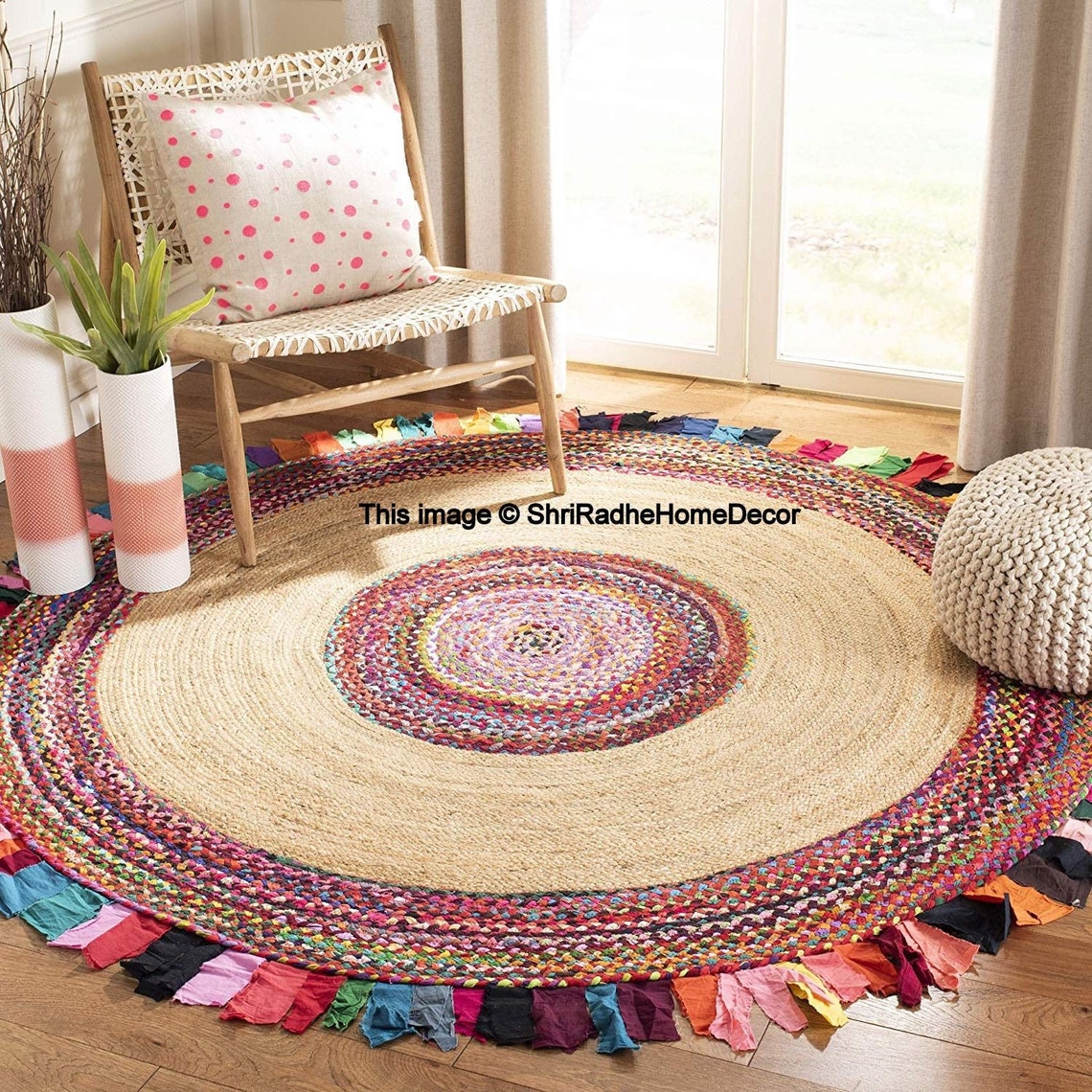 RUG braided Round rug meditation mat mandala rug bohemian | Etsy