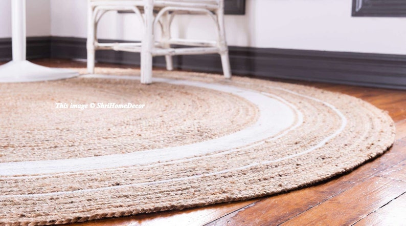 Indian Braided Rug Floor Rug Handmade Jute Rug Beautiful Floor Rug 6x6 Feet Natural Jute Round Rug Indian Handwoven Ribbed Solid Area Rugs