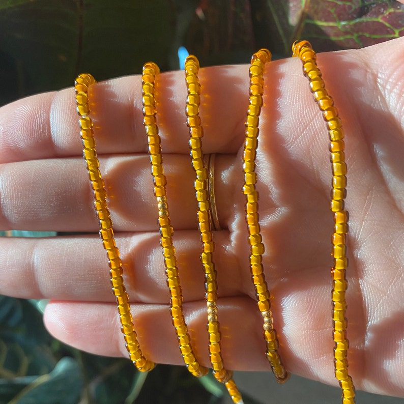 Honey Brown Waist Beads with 14K gold filled beads
