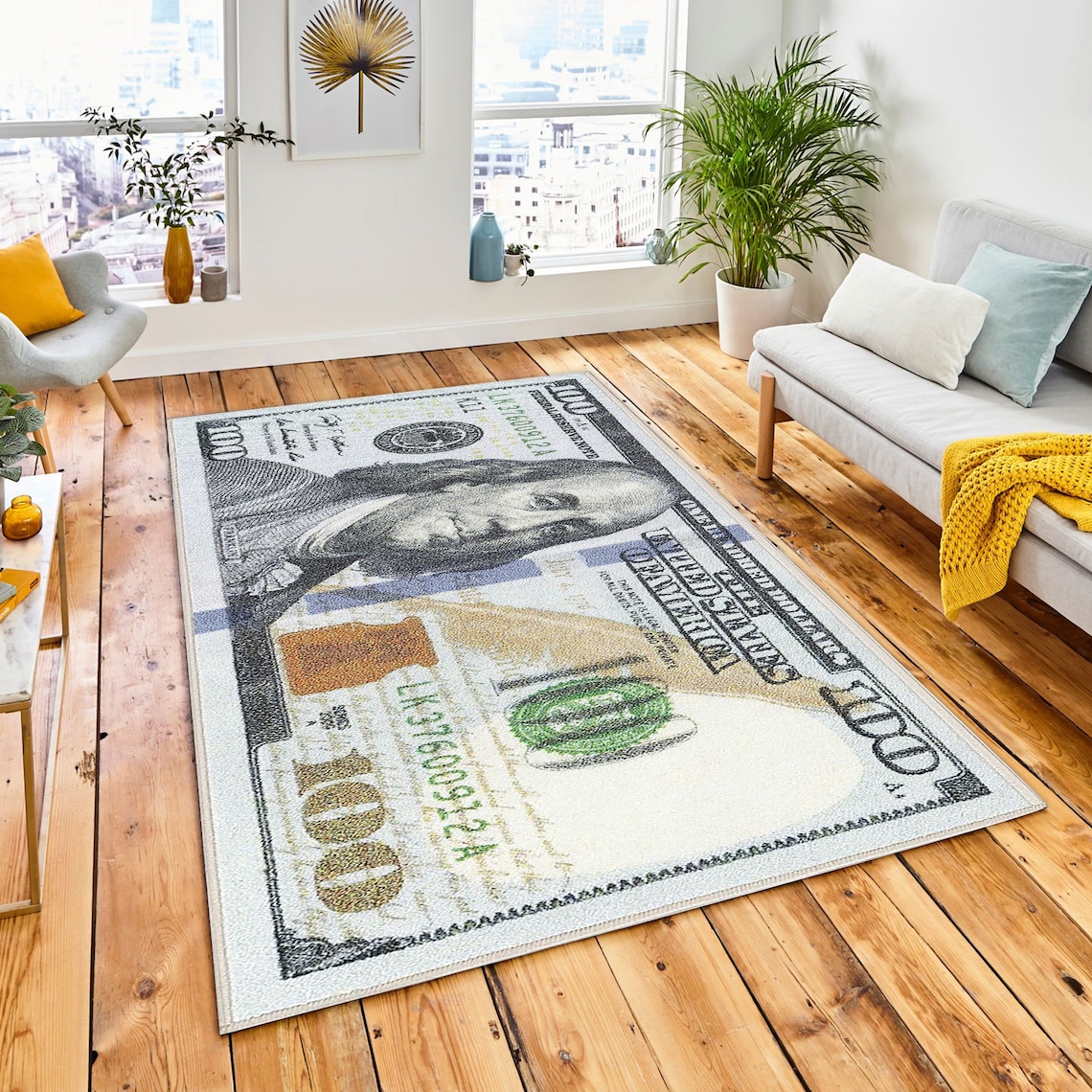 Money Rugs 100 Dollar Bill Rug Bedroom Living Room Floor Etsy
