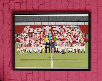 Stoke City - Team Photo - All Time Greatest Players Illustration (A4 Art Print)